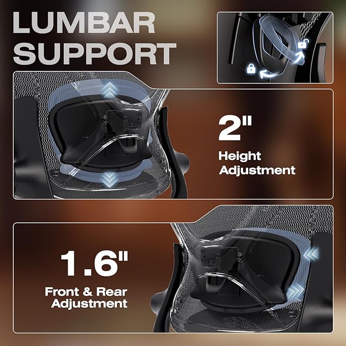 ELABEST X100 Ergonomic Office Chair with Footrest, Big and Tall Home Desk Chair with 5D Flip-Up Arms, Adjustable 5D Lumbar Support,High Back Rolling Computer Chair, Swivel Mesh Chairs (Library Oak)-DeskLoop Office