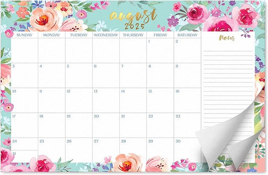 S&O Watercolor Floral Large Desk Calendar from July 2025 to Dec 2026 - Tear-Away Table Calendar 2025-2026 - Desktop Blotter - Academic Desk Planner - Desk Pad Large - 11x17in-DeskLoop Office