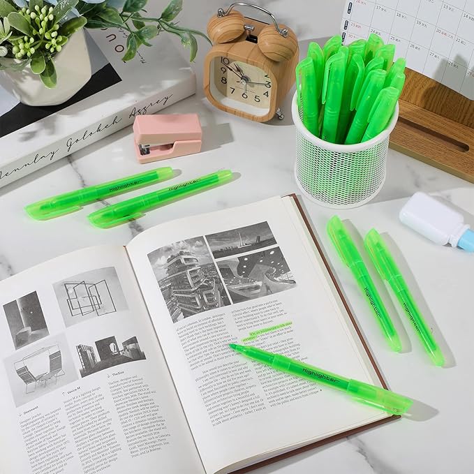 Fuutreo 60 Pack Pastel Highlighters Bulk Bright Color Highlighter Marker Chisel Tip Dry Quickly Safe Highlighter Pens Fluorescent Ink for Adults Home School Office(Green)-DeskLoop Office
