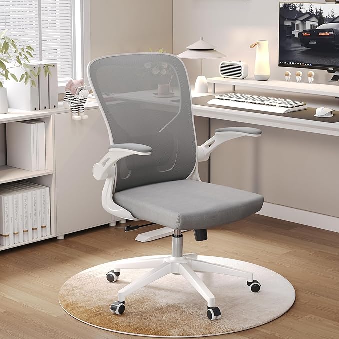 Ergonomic Office Chair, High-Back Mesh Computer Desk Chair with Adjustable Height, Lumbar Support, Flip-Up Armrests,headrest,and Swivel Rolling Design for Home and Office Use