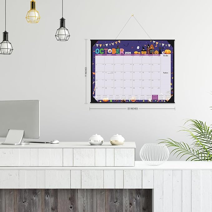 2026 Desk Calendar - Large Desk Calendar 2026, Jan.2026 - Dec.2026, 22" x 17", 2026 Calendar with Corner Protectors + Large Ruled Blocks, To-do & Notes, 12 Different Themes-DeskLoop Office