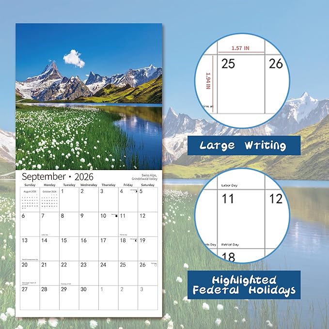 2026 Wall Calendar,Calendar 2026, July 2025 - December 2026, Wall Calendar Exotic Destinations, 12" x 24" Opened,Full Page Months Thick & Sturdy Paper for Calendar Organizing & Planning-DeskLoop Office