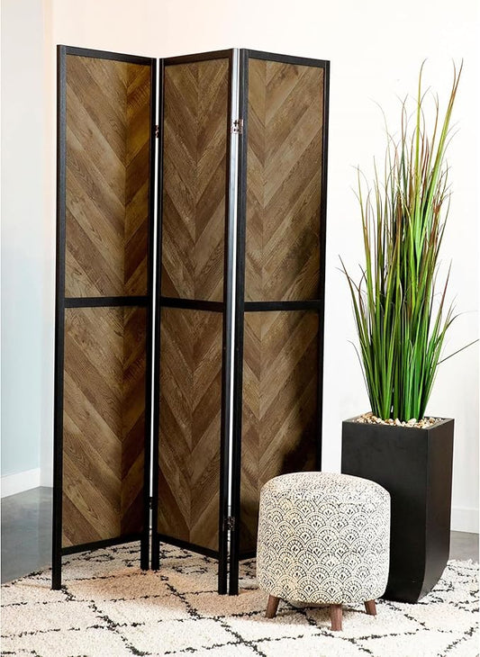 NicBex Room Divider 3 Panel Room Dividers with Herringbone Pattern Partition Room Dividers and Folding Privacy Screens Wall Divider for Home, Room Separation,52"W x 0.75"D x 70.25"H, Rustic Tobacco-DeskLoop Office