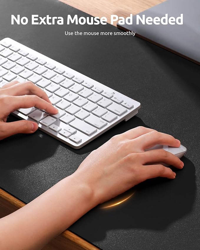 YSAGi Leather Desk Pad Protector, Office Desk Mat, Large Mouse Pad, Non-Slip PU Leather Desk Blotter, Laptop Desk Pad, Waterproof Desk Writing Pad for Office and Home (Black, 23.6" x 13.8")-DeskLoop Office