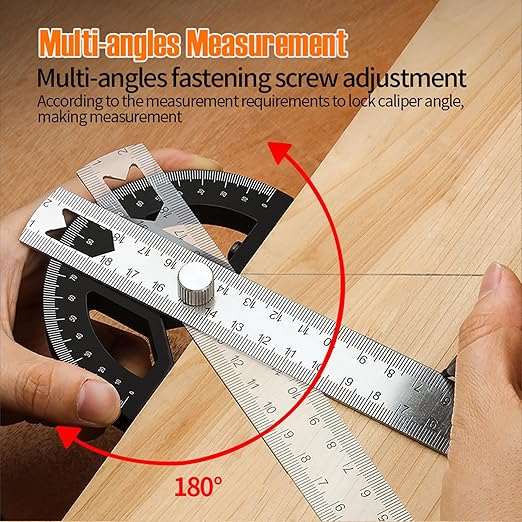 Protractors Angle Ruler Angle Finder Ruler Machinist Protractor Angle Measuring Tool 12-Inch Woodworking Ruler for Woodworking/Carpenter/Construction/Measurement/Hobbyists-DeskLoop Office