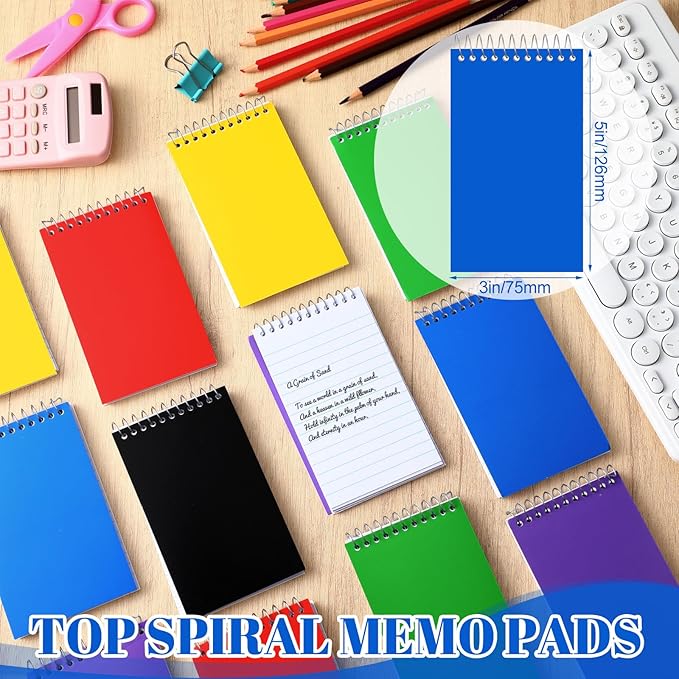 24 Pcs Small Pocket Notebooks 3 x 5 Inch Mini Memo Spiral Notepads Top Bound College Ruled Lined Note Pads for Back School Office Journaling Noting, 75 Sheets/Pad (Fresh Color)-DeskLoop Office