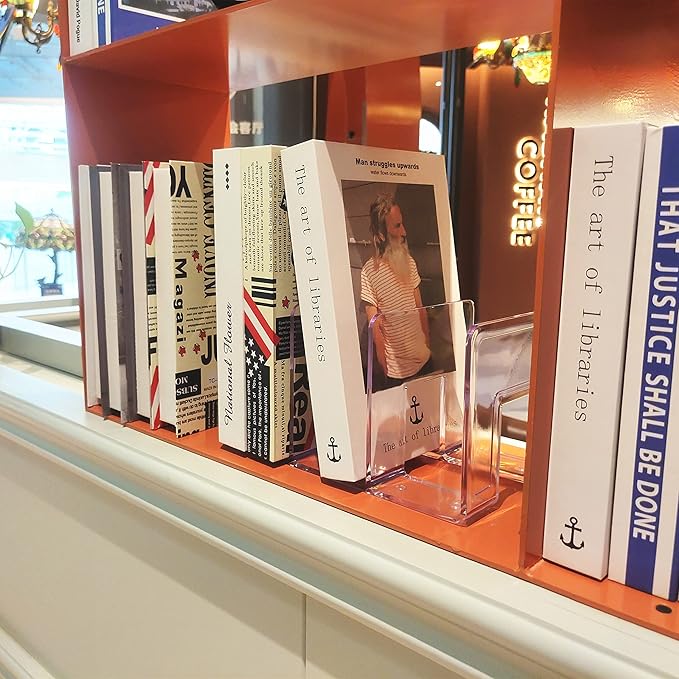 LUGUNU Acrylic Clear Purse Divider Organizer Clear Desk File Sorter Divider Mesh Folder Closet Shelf Storage Office Supplies Stand Holder Bookshelf (2 Pack of 3 Sections)-DeskLoop Office