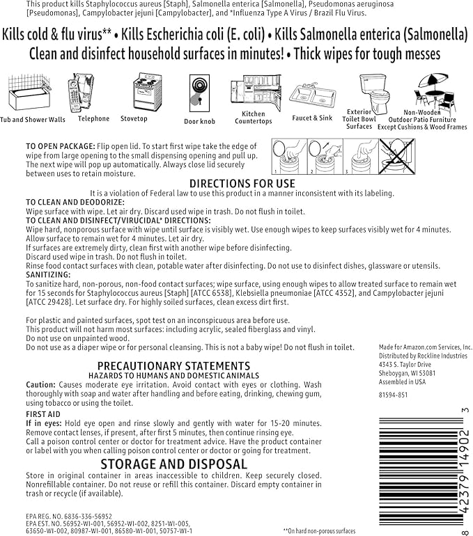 Amazon Basics Wipes, Lemon Scent, for Sanitizing, Cleaning & Deodorizing, 255 Count (3 Packs of 85)-DeskLoop Office