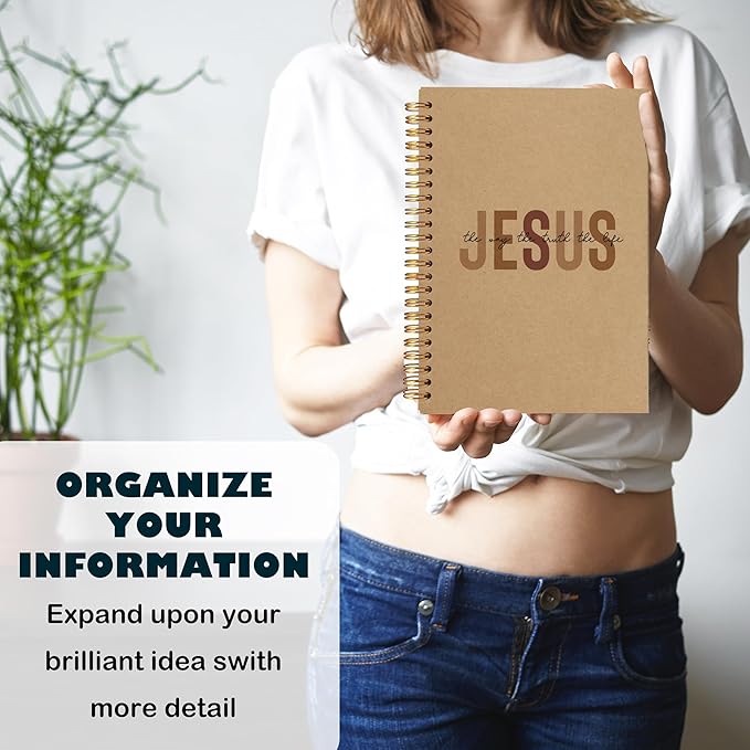 Boho Christian Notebook Journal, Christian Gifts for Women, Bible Notebooks for Note Taking, Bible Journaling Notebook, Jesus the Way the Truth the Life Hardcover Spiral Notebook 5.5x8.3 kraft paper-DeskLoop Office