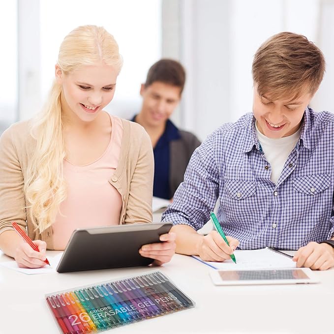 Vanstek 26 Colors Erasable Gel Pens, Retractable Erasable Pens Clicker, Fine Point(0.7), Make Mistakes Disappear, Premium Comfort Grip for Drawing Writing Planner and School Supplies-DeskLoop Office