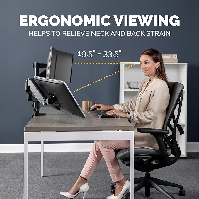 Fellowes Platinum Series Triple Monitor Arm for 27-Inch Monitors, Full Motion, 360° Rotation, VESA Mount with Grommet or Clamp, USB Ports, Ergonomic, Black, 8042601-DeskLoop Office
