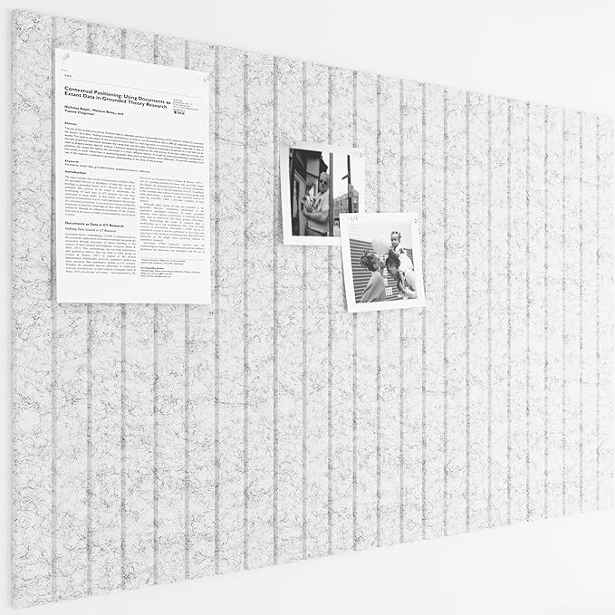 Bumusty Large Cork Board Alternative-36 x24 Felt Bulletin Board Tiles, with 30 Pushpins, 40 Adhesive Tabs, 6-Pack Slat Wall Paneling, Cork Boards for Office Push Pin Board Felt Board-Marble Gray-DeskLoop Office