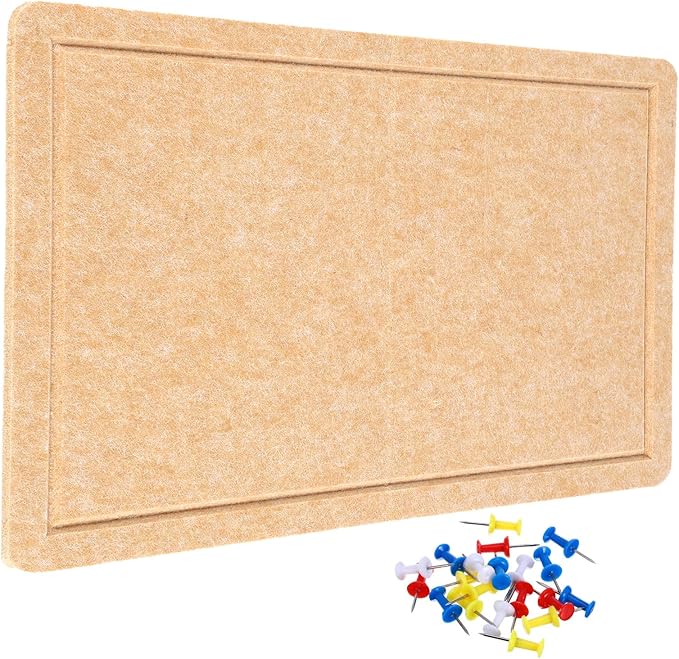 YOKIVE Felt Bulletin Board, 24 x 15.7 -Inch Foldable Decorative Pin Board Self Adhesive Felt Cork Board with 20 Pushpins, Great for Wall, Photo Display, Paste Note, Schedule(Beige Brown)-DeskLoop Office