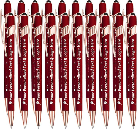 STREADVE Personalized Custom Pens 20 Engraved Writing Pen with Name Logo, Customized Promotional Items Stylus Pen Gifts for Communion Wedding Men Women Realtor Business, Deep Red-DeskLoop Office