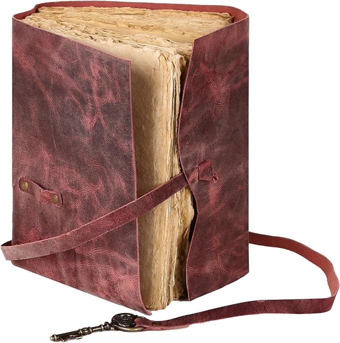 Leather Journal with Deckle Edge Paper 8x6 inch and Vintage Key | Handmade - Image 9