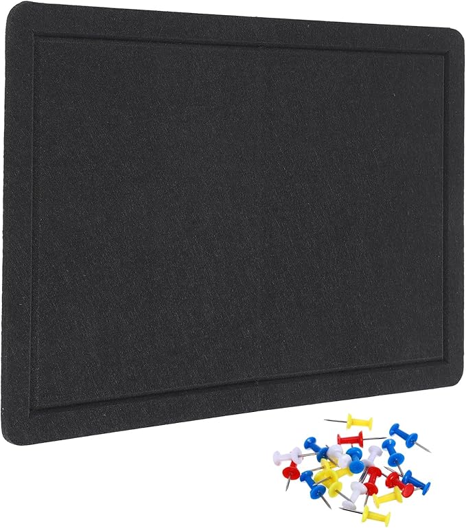 YOKIVE Felt Bulletin Board, 24 x 15.7 -Inch Foldable Decorative Pin Board Self Adhesive Felt Cork Board with 20 Pushpins, Great for Wall, Photo Display, Paste Note, Schedule(Black)-DeskLoop Office