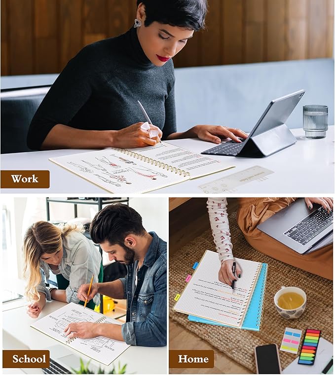 Graph Paper Notebook, Spiral Notebook Journal 8.5” x 11”, A4 Large Grid Notebooks for Women Men, 100 GSM Graph Paper, Plastic Hardcover Spiral Graphing Journals for Work School Engineerin, Yellow-DeskLoop Office