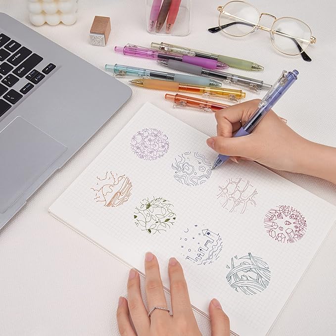 WRITECH Retractable Gel Pens Quick Dry Ink Pens 0.5mm Bullet Multicolor For Journaling, Drawing, Doodling, and Notetaking (Multicolor)-DeskLoop Office