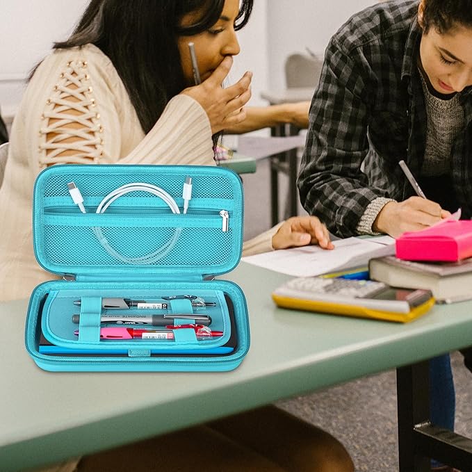 BOVKE Graphing Calculator Carrying Case for Texas Instruments TI-Nspire CX II CAS/CX II/CX/CX CAS Calculator and More - Mesh Pocket for USB Cables and Other School Supplies, Turquoise-DeskLoop Office