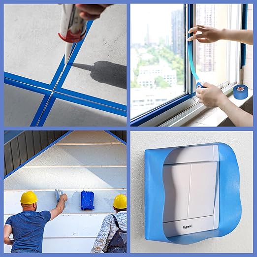2 Rolls Painters Tape 2Inch ×55 Yard Blue Painters Tape Multi-Purpose Blue Masking Tape, Sharp Line Masking Tape for Wall Painting Edge Treatment Labeling Automotive, Home Use-DeskLoop Office