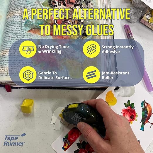 Tape Runner - Double Sided Adhesive with Dispenser Roller Included - Acid Free, Sticky, Clear & Transparent - Ideal for Scrapbooking, Crafts & More - Boomerang (417 inches per Cartridge), 20 Cartridge-DeskLoop Office