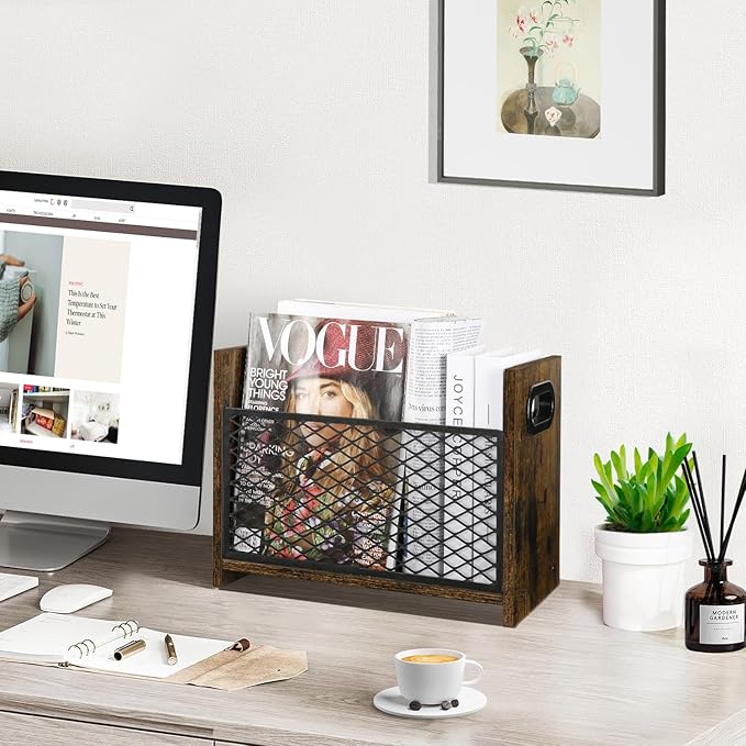 YINMIT Magazine Holder, Magazine Rack Floor, Magazine Storage Basket, File Holder Organizer, Folder Organizer for Magazines, Books, Newspapers, Tablets (Medium)-DeskLoop Office