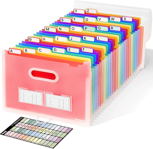 Sooez 26-Pocket Accordion File Organizer, Upgraded Expanding File Folder with Unobstructed A-Z Tabs, Premium Bill Tax Receipt Document Organizer Storage for Letter/A4 Size Paper, School Office & Home-DeskLoop Office