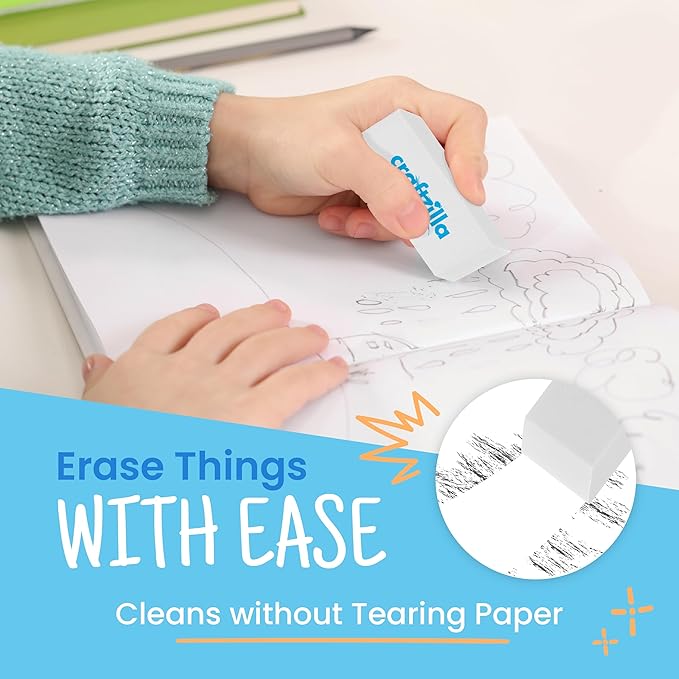 White Erasers Bulk 100 Pack - Large Latex- Free Bulk Erasers for Kids, Classroom, and School Supplies - Ideal for Pencils and Drawing - Borradores Escolares-DeskLoop Office