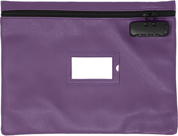 Notary Bag with Lock | 14x11 inch | Purple | Zipper Notary Supplies Bag | Locking Notary Bag for Notary Kit, Stamp, Embosser, Ink Pad, and Valuables | Locking Document Bag | Journal Carrying Case-DeskLoop Office