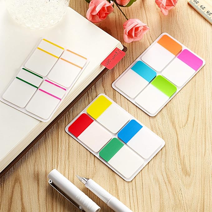 800 Pieces File Tabs Sticky Index Tabs, Writable and Repositionable Filing Tabs Flags for Pages or Book Markers, Reading Notes, Classify Files, 40 Sets (12 Colors, 1 Inch)-DeskLoop Office