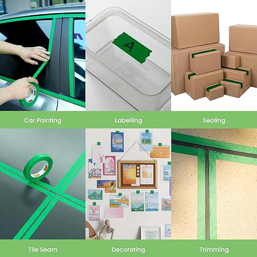 Green Painters Tape Multi-Surface Masking Tape 0.7 inch x 60 Yard, Indoor and Outdoor Painting Tape, Residue Free Easy Removal with Sharp Lines, Paint Tape for Walls, Auto, Home, 10Rolls