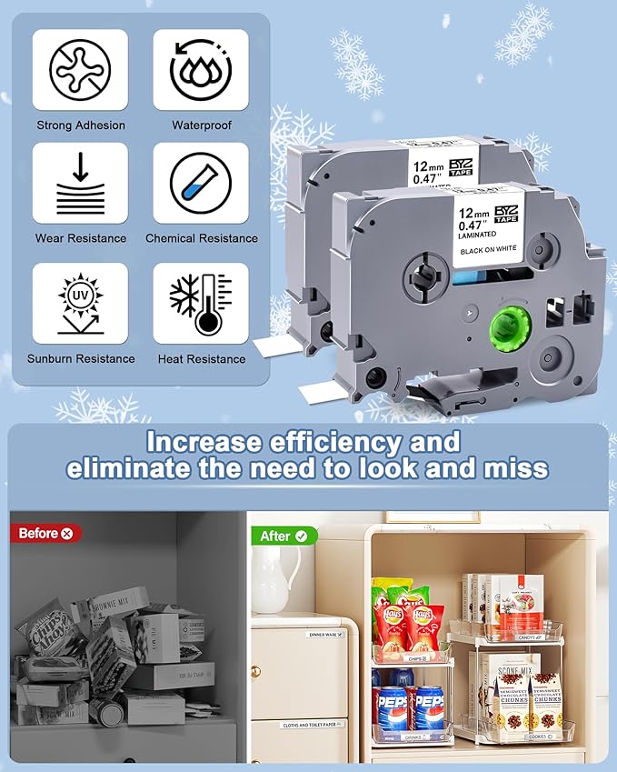 10 Pack Compatible Label Tape Replacement for Brother P Touch TZE-231 Tz231 Laminated Tape Black on White 12mm 0.47 inch x 26.2ft 8m 1/2 for Label Maker PTD400AD PTH110 PT-D210 PT-D400 PTD600 PTD220-DeskLoop Office