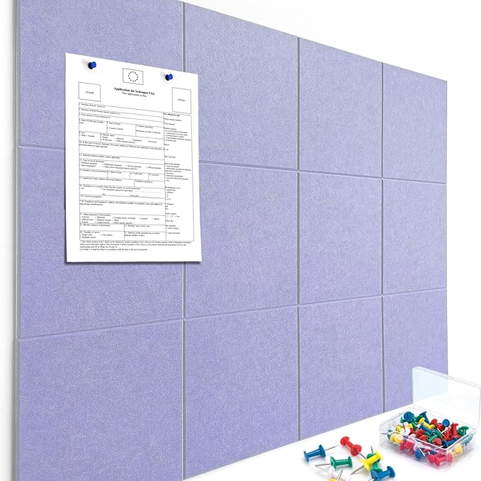 Cork Boards for Walls 48" x 36" Felt Board Alternative, 12 Pack Felt Wall Tiles Bulletin Board, Large Cork Board for Office Pin Board Tack Board Cork Boards-DeskLoop Office