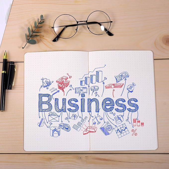 Large Dot Grid Notebook Journals Bulk with Thick Dotted Grid Paper, 60 Pages, 8.5x11 inch, Composition Diary Subject Notebooks Planner for Travelers Students Office, Kraft Journal Set, 12 Pack-DeskLoop Office