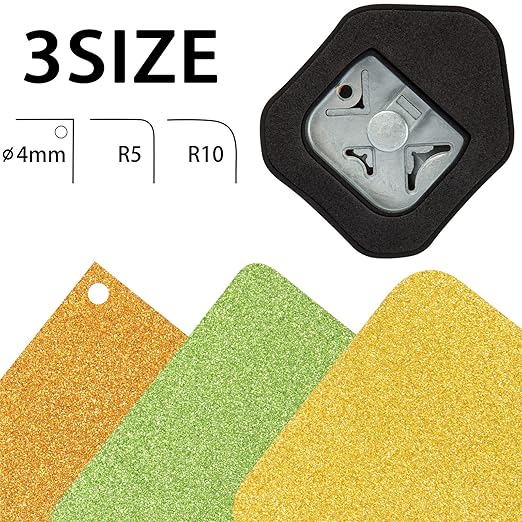 QIQQIKIN Corner Hole Punch 4mm Circle Cutter Punch +R5mm+R10mm 3-Way Corner Rounder Paper Punch,Cardstock,Laminator,Photocards,Scrapbooking,Die Cuts for Card Making,Junk Journal Supplies Clearance-DeskLoop Office