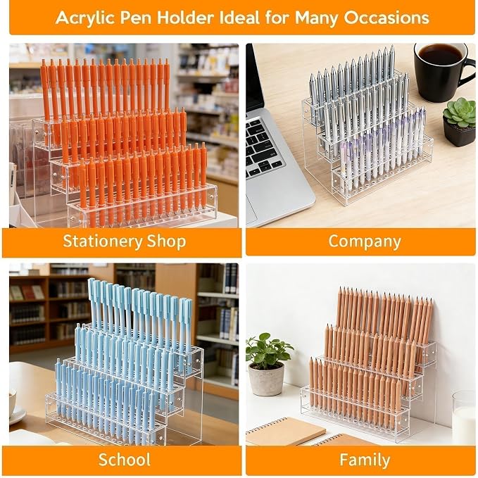 2pcs 144-Slots Pen Holder for Craft Shows, 3-Tier Acrylic Pen Display Stand - Image 7
