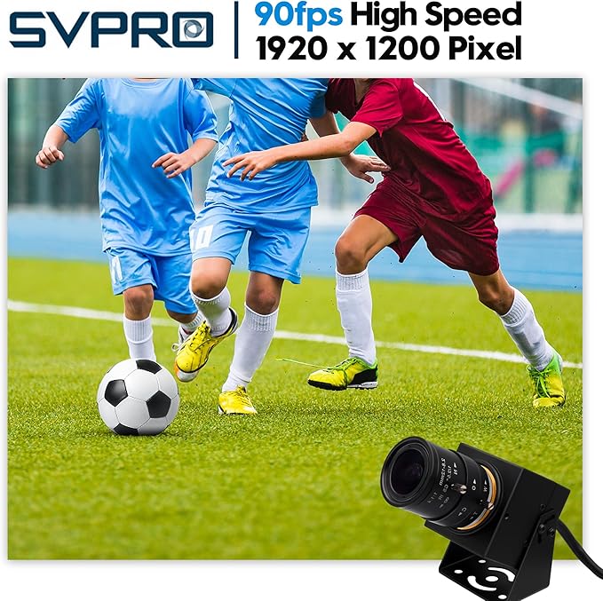 SVPRO Global Shutter USB Camera - 1200P 90FPS High Speed with 2.8-12mm Zoom Lens, Manual Focus Close-up Webcam for Golf Swing, Industrial Camera - USB Plug and Play-DeskLoop Office