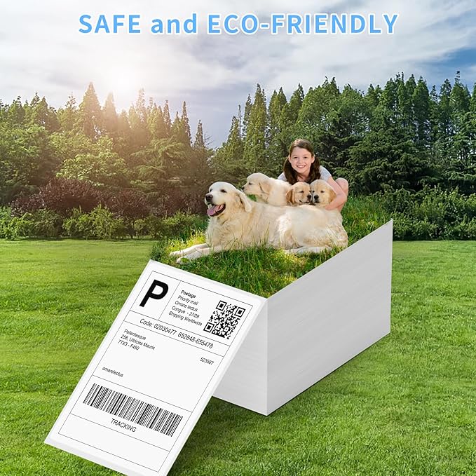 Direct Thermal Label-Shipping Label 4x6-NefLaca Thermal Printer Sticker 4"x6"-Mailing Label,Compatible with Rollo,Nelko,Zebra. MUNBYN Printer,Fanfold Shipping Label(4 Packs of Total 8000 Labels)-DeskLoop Office