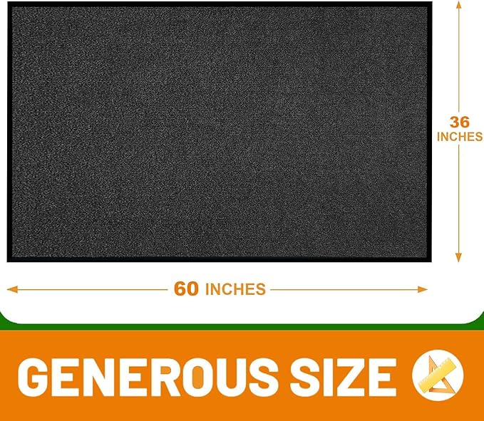 Front Door Mat, 3' x 5' Extra Large Commercial Industrial Rug Heavy Duty Outdoor Indoor Entryway Doormat Low Profile Welcome Entry Door Mat Non Slip Backing for Entrance Home Office,Black