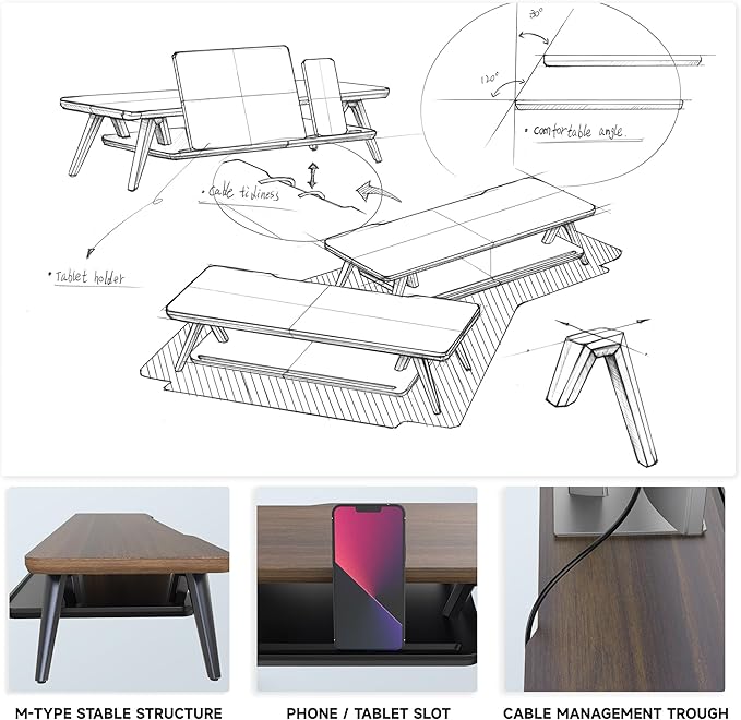 Fenge Monitor Stand, Monitor Stands Riser for Desk, 23.6 Inch Wood Desk Shelf with Storage Organizer and Cable Management for Office Desk Accessories-DeskLoop Office