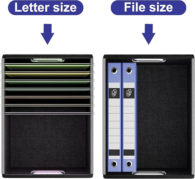 Huolewa Portable Leather File Organizer Boxes with Lids, Collapsible File Folder Organizer Boxes, Decorative Small Filing File Cabinet for Home/Office, Easily Store Documents/Hanging File Folders-DeskLoop Office