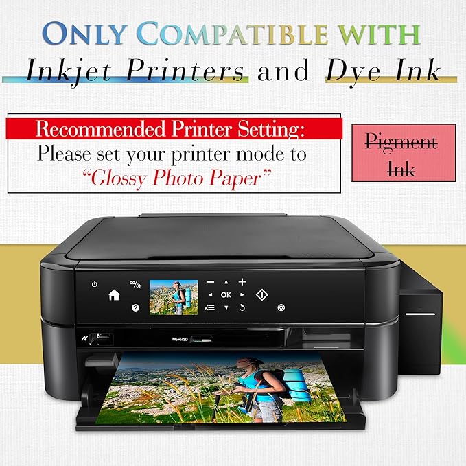 A-SUB Glossy Thin Photo Printer Paper for Flyer Brochure Chip Bag 8.5x11 Inch 36lb for Inkjet Printer Dye Ink Single-Side Print 135gsm-DeskLoop Office