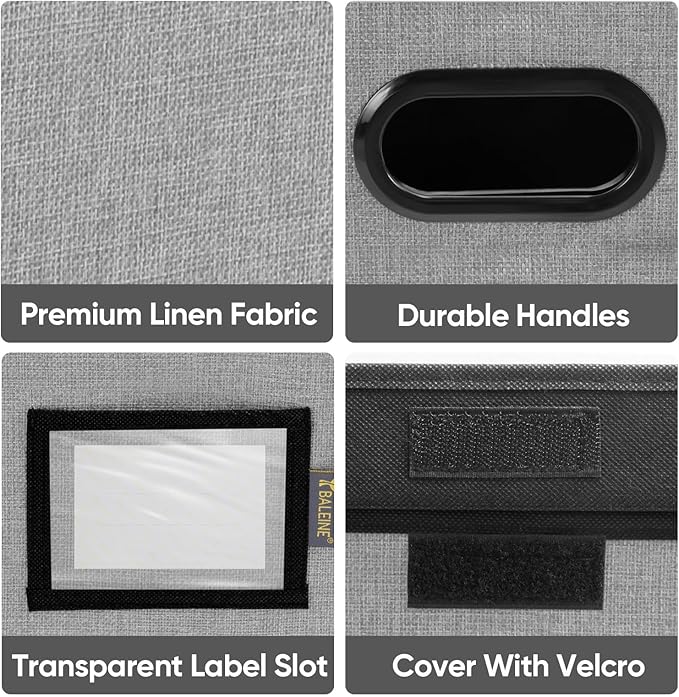 BALEINE File Organizer Box with Lid, Collapsible File Folder Organizer with Plastic Slide, Hanging File Folder Box for Office Document Storage (1 Pack, Grey)-DeskLoop Office