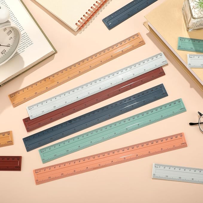 240 Pcs 12 Inch Plastic Rulers Bulk, Back to School Supplies, Assorted Colored Flexible Metric Rulers with Centimeters and Inches Measuring Tool for School Classroom Students(Boho)-DeskLoop Office