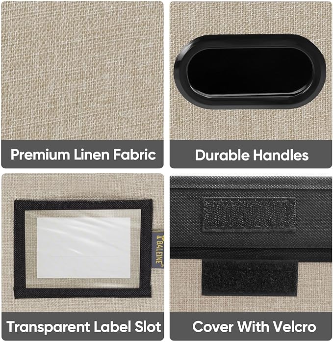 BALEINE File Organizer Box with Lid, Collapsible File Folder Organizer with Plastic Slide, Hanging File Folder Box for Office Document Storage (1 Pack, Beige)-DeskLoop Office