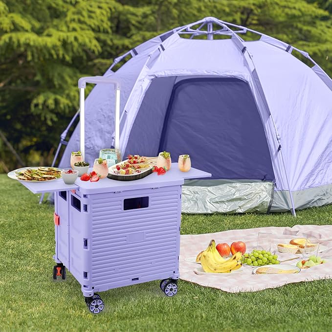 FELICON SELORSS Folding Utility Cart Portable Rolling Crate Handcart-Purple | - Image 7