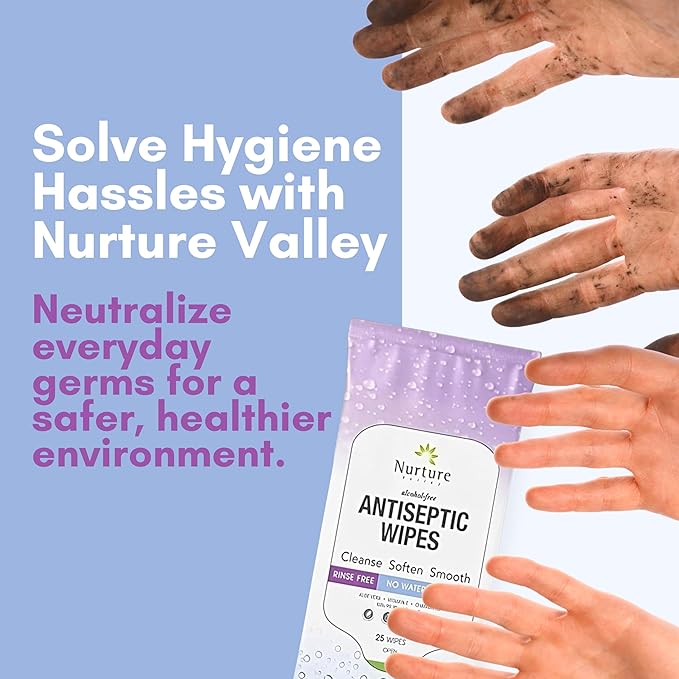 Nurture XL Antibacterial Body & Hand Wipes | Alcohol-Free Antiseptic Wet Sanitizer Towelettes for Germ Removal, Disinfecting Skin, Sanitizing Hands |Cleaning Cloths | Adults & Baby | Thick & Strong-DeskLoop Office