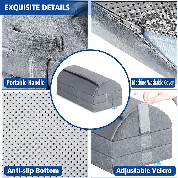 XXL(20in) Foot Rest for Under Desk at Work with 3 Adjustable Heights, Foot Stool with Bamboo Charcoal Foam, Feet Warm Pocket Footrest for Office Gaming Chair, for Leg Support -Gray-DeskLoop Office