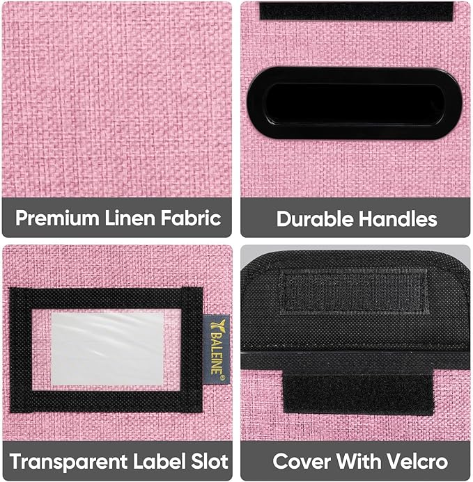 BALEINE File Organizer Box with Lid, Collapsible File Folder Organizer with Plastic Slide, Hanging File Folder Box for Office Document Storage (2 Pack, Pink, S)-DeskLoop Office