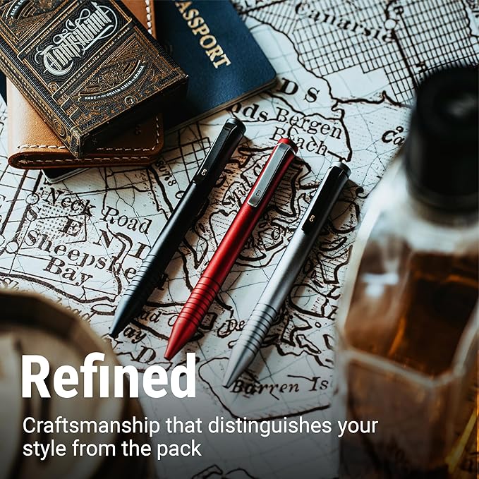 Everyman Grafton Mini Twist Refillable 0.7mm Ball Point Pen Gunmetal | Sleek Anodized Aluminum Pocket Pen with Grooved Grip | Smooth Writing EDC Ink Pen for Office, Travel, Work & Gifting-DeskLoop Office